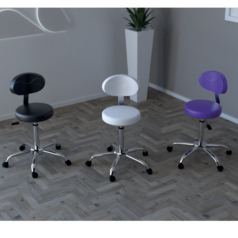 Sgabello Regolabile Antlu Con Ruote - Sella Ergonomica Per Saloni, Uffici E Cucina, Bianco - Foto 3